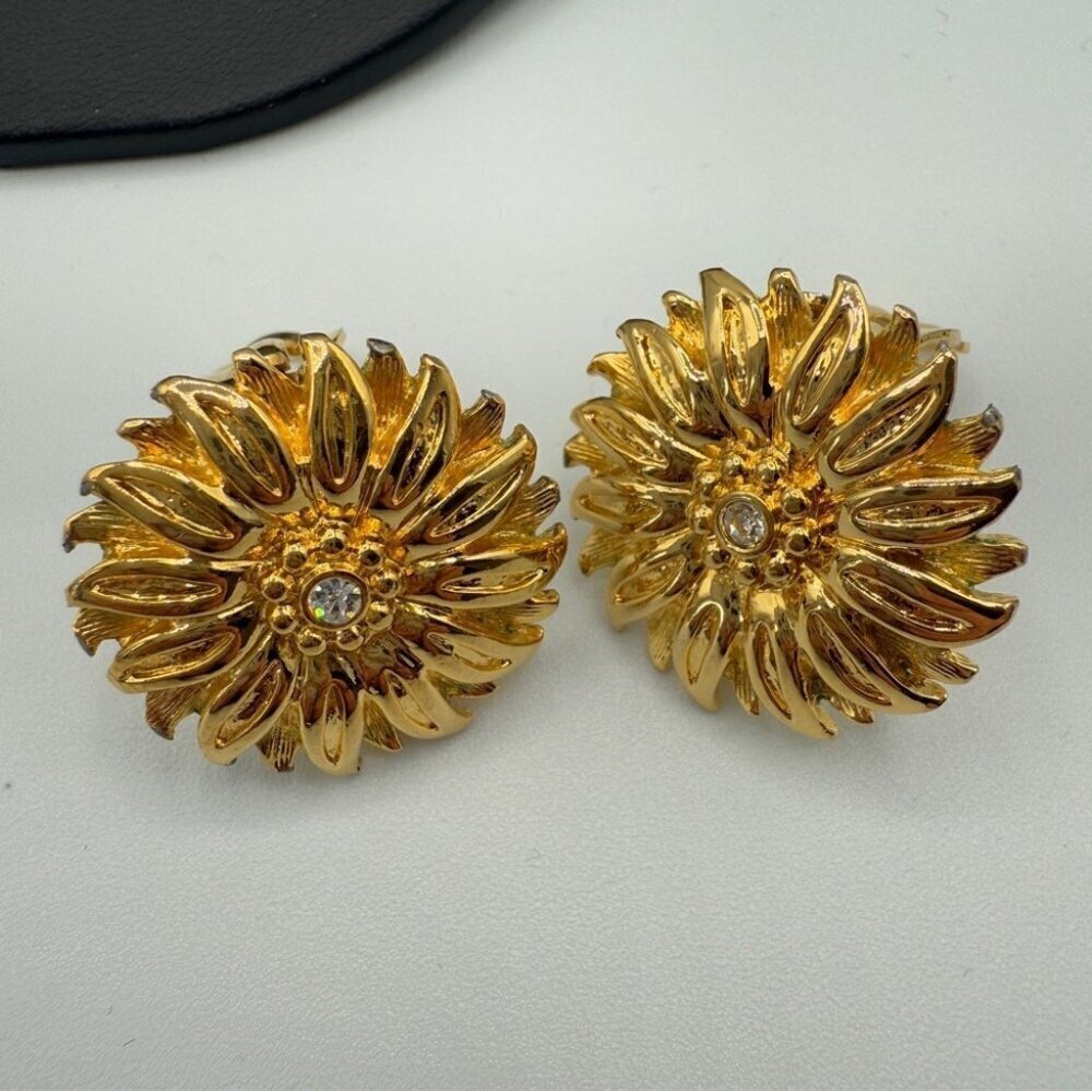 Joan Rivers Gold Plated Sunflower Clip On Earrings